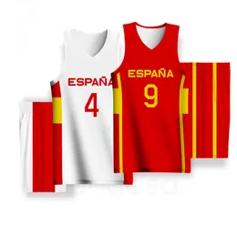 Abbigliamento da jogging Divise da basket per bambini Per ragazzi Sublimazione completa Spagna Lettere Stampe Nome squadra personalizzabile Allenamento Tute Quick Dry 230307