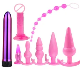 Sexy Costumes 2022 New 8 PiecesSet Anal Plug Combination Vibrator Anal Bead Butt Plug Clitoris Stimulator Sex Toys for Women Se6475069