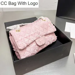 CC Torba Inne torby 2023SS Klasyczne podwójne klapy różowe tweedowe torby pikowane złotą sieć Matelasse Crossbody na ramię Multi Pochette Luksusowe designerskie torebki Outdoor Sac