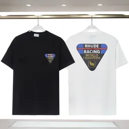 Camiseta masculina famosa de alta qualidade com estampa de letras Rhude, gola redonda, manga curta, camiseta preta e branca, moda masculina, feminina, camisetas, camisas pólo, camisetas.