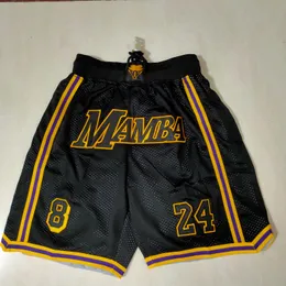 New Legend Mamba Kobe Shorts 24 Basketball Shorts Zipper Pocket Black  Yellow White Bryant Size S-XXL Just Done