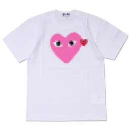 Cdgs camisa masculina designer camisetas cdg com des garcons carta e coração vermelho impresso jogar t camisa branca dos homens médio camiseta 6284