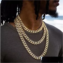 Pendant Necklaces Karopel Iced Out Bling Rhinestone Mens Gold Sier Miami Cuban Link Chain Diamond Hip Hop Necklace Drop Deli Dhgarden Dhbct