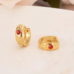 Stud Earrings Luxury Lovely Kid Baby Little Girls Jewellery Security Safety CZ Princess Round Gold Color Huggies Hoop Jewelry Gifts