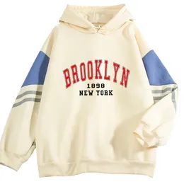 Herren-Kapuzenpullover, Sweatshirts, Brooklyn 1898 York, Herren-Damen-Kapuzenpullover, lässige Mode, koreanisches Farbblock-Sweatshirt, Unisex, Streetwear, Harajuku, Oversize-Top 230308