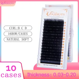 Makeup Tools 10 Trays 16Rows/Case 7-16mm 3D Mink Eyelash Extensions Supples False Fake Eyelash Extension Individiga fransar Kosmetika 230307