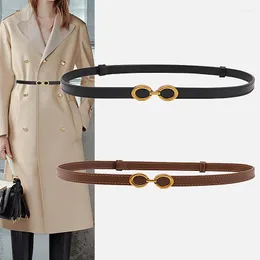 Belts Adjustable Length Split Leather Thin Belt For Woman Dresses Vintage Elastic Ladies Corset Sweater Waistband Accessories