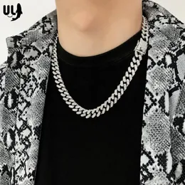 체인 Ulj Gold 체인 남성 아이스 아웃 13mm 18k Real Plated Silver Diamond Cuban Link Link Linklace Hip Hop Jewelry