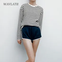 Women s T Shirt WAVLATII Women Striped Long Sleeve T shirts Female Streetwear Autumn Spring Cotton Tees Tops WLT2110 230307