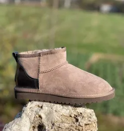 2023 Frauen Ultra Mini Schneestiefel Slipper U F22 Winter neue beliebte Knöchel Schaffell Pelz Plüsch halten warme Stiefel mit Karte Staubbeutel schöne Geschenke Antilope Rentier