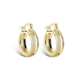 Hoop Huggie Hip Hop Biżuteria lodowa podwójnie rzędowy kolczyki cyrkon Bling Men Men Men Diamond Stud Gold Sier Earring Drop dostarczenie dhgarden dhwyi