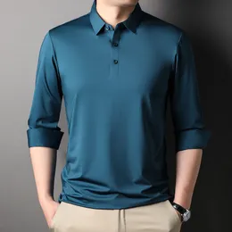 Herrpolos märke unti-wrinkle Men's Polo Shirt Casual Long Short Classic Fashion Golf Sport Tshirt For Business Blue Poloshirt Men XL 230308