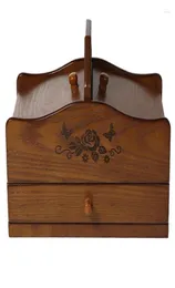 Caixa de madeira de artes e ofícios para spools de threols kit de costura de armazenamento com alça kits de cesto de cesto Kits6506393