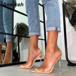 Aneikeh Spring Summer Jelly Clear Clear Pvc Pumps Pumps Club Fashion Party Gine Female High Heels Shoes 41 42 2110122568