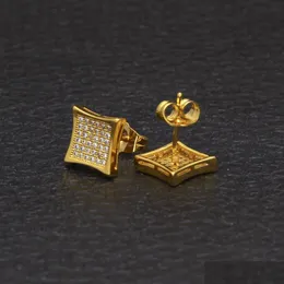 Stud New Mens Designer Jewelry Earrings Hip Hop Fashion Gold Simated Diamond Square For Men Drop Delivery Dhgarden Dhovn