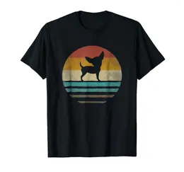 Camisetas masculinas Men camisa Chihuahua Dog Retro 70s Silhueta Raia Presente Mulheres