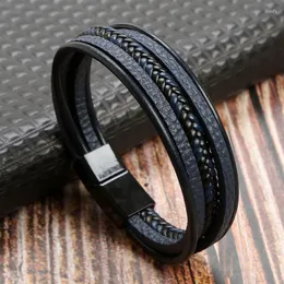 Bracelets de charme Europeias e americanas ímãs de pulseira masculina fivela de fivela de várias camadas azul