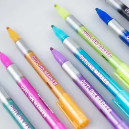 Highlighters 8 PCS Портативные наброски ручки каллиграфия маркер ручки гладкие чернила выходные чернила