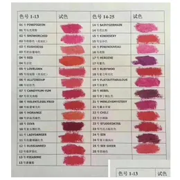 أحمر الشفاه Matte M Makeup Luster Retro Lipsticks Frost Y 3G 25 Colors with English Name Qual Box Box Drop Droper Health Beauty Lips DHG5E