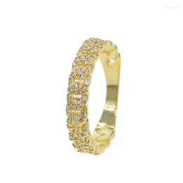 Cluster Rings Gold Filled Us Size 5 6 7 8 Cuban Chain Link Wedding Engagement Ring Sparking Iced Out Cubic Zirconia Cz Hip Hop Small Jewelry