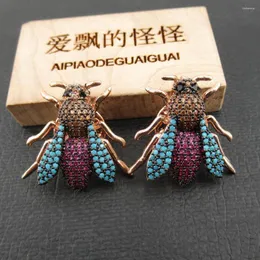 Broschen APDGG 1 Stück 22 x 23 mm rosévergoldete mehrfarbige Cz Micro Insect Little Pin Brosche