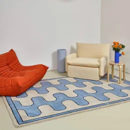 Carpet Modern Fashion IG Living Room Rug Checkerboard Senior Bedroom Large Area Decorative Carpet Thickening Trendy Art Floor Mat 230308