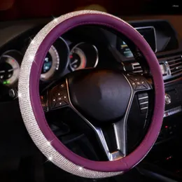 O volante do volante tampa protetora confortável aderência de shinestone de moda para automóveis