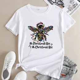 Damen-T-Shirt Oh Christmas Bee Shirt Ästhetisches Frauen-Kurzarm-T-Shirt „Merry Christmas Holiday Gift“-T-Shirt Top 230307