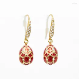 Dangle Earrings Enamel Diamond-bordered Wire Inlay Eardrop Cloisonne Faberge Egg Earring Jewelry Vintage Crystal Handmade Gift To Women