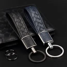 Chaves de liga de zinco de luxo Design de moda unissex tecelando keyrings de couro sólido Chaves de couro de couro