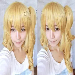 Flandre Scarlet Short Milk Blonde Curly Cosplay Wig with Tail2385