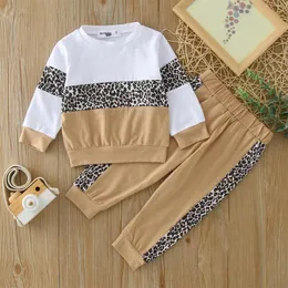 مجموعات الملابس للأطفال الصغار الأولاد الطويل الأكمام النمر بطبعة Sweatshirt Pullover T Shirt Tops Pants Outfits 2T Set