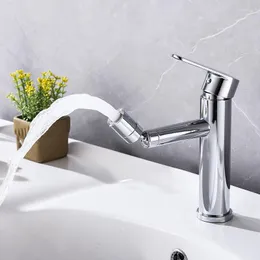 バスルームシンク蛇口1PC多機能Chrome Gimbal Basin Faucet Brass/ステンレス鋼と2つのホース付きの冷水タップ