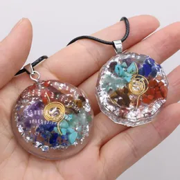 Charms Natural Semi-Precious Stone 보석 제작 목걸이 선물 여성을위한 7 개의 차크라 펜던트 lenght 40 5cm