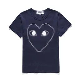Tasarımcı Tee Erkek Tişörtleri Blue Com Des Garcons Oynayın Anahat Kalp Grafik Tee Boyutu XL Kadın Tee