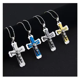 Retro Personality Creative Design Jesus Cross Pendant Necklace Chain - Vintage Christian Catholic Roman Empire Gothic Style necklaces For Men and Women