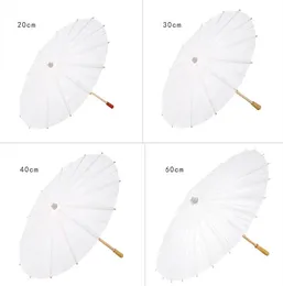 Classic Bridal Wedding Parasols White Paper Umbrella Chinese Mini Craft Umbrella 4 Diameter 20 30 40 60cm for Wholesale