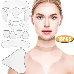 Urządzenia do pielęgnacji twarzy 16PCS18pcs Silikonowe usuwanie zmarszczek naklejka twarz w czoło Naklejka oka 230308