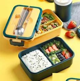 Pudełka na lunch torebki bento pudełko japoński styl dla dzieci studenckie pojemnik na żywność pszenicę St Materiał spłynny kwadratowy lunch z kompartmen7951916