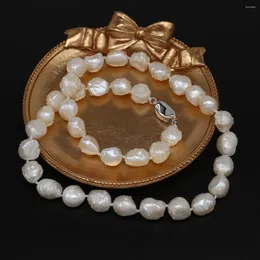 Catene 9-10mm perle di perle barocche bianche naturali grandi rotonde irregolari di alta qualità per le donne regali di gioielli collana Reiki del partito