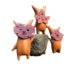 Dekorativa föremål Figurer Trästaty Korok Family Handicraft Gift for Game Lovers Zelda Breath of the Wild Puppet Toy Home Room Decoration 230307