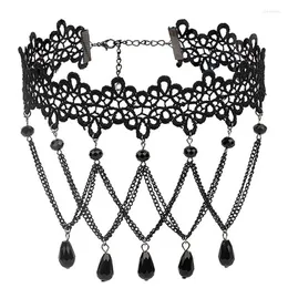 Anhänger Halsketten 1 stück Gothic Stil Spitze Halskette Klassische Vintage Perle Dekor Choker Schlüsselbein Für Frauen Mädchen Schmuck Zubehör