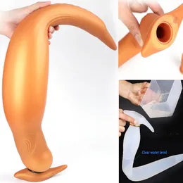 Sexy Set Sex Shop New Silicone Hollow Anal Plug Long Big Butt Plug Huge Inflatable Vagina Anus Dilator Adult Sex Toys For Men Wo