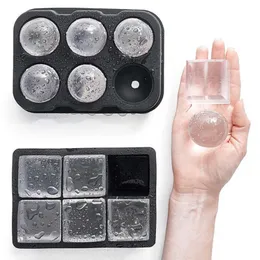 Glassverktyg 468 Silikon Ice Cube Mold Black Ice Ball Mögel Rund Square Ice Mold Mold Food Grade återanvändbar Ice Maker Ice Cream Tools Z0308