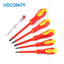 Screwdrivers 6PCS Screwdrivers Hand Tools Set of VDE Insulated Household Electrical Screwdriver Tool Magnetic Tip 1000V 230308