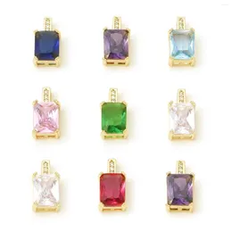 Charms 1 Pz Rame Rettangolo Multicolore Cubic Zirconia Color Oro Pendenti In Metallo Fai Da Te Che Fanno Collana Gioielli Regali 13mm X 7mm