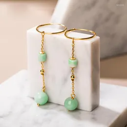 Dangle Earrings SA SILVERAGE Drop Earring Women Jewelry S925 Jade Female High-quality Long Natural Beads