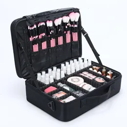 Torby kosmetyczne proste czarne przenośne zawodowe zawodowe produkty do przenośnej opieki makijażu duża pojemność wielofunkcyjna walizka do przechowywania pudełko E682 230308