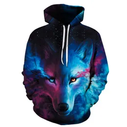 3D Sweater Digital Printing Personality Wolf Head Pullover Hoodie Sweater