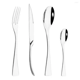 Zestawy zastawy stołowej ze stoli nierdzewną Zestaw Western Cutlery Setle 4pcs Silver Household Spoon Fork Nóż Kolacja Kompletny sztućce